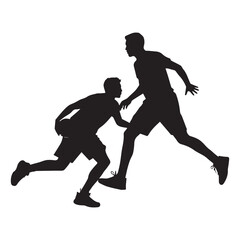 Vector people are playing basketball with a simple silhouette style white Background.