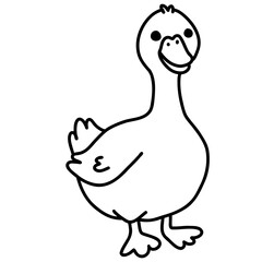 Cute funny goose outline duck icon