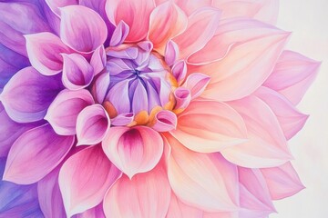 Fototapeta premium Close-up of vibrant pink and purple dahlia flower petals in soft light