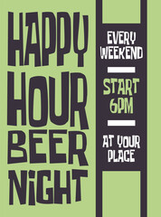 happy hour beer night flyer poster  or social media post design