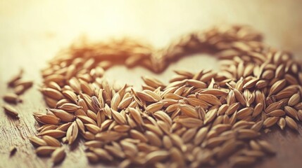Obraz premium Heart-Shaped Paddy Rice Grains: A Symbol of Love and Abundance