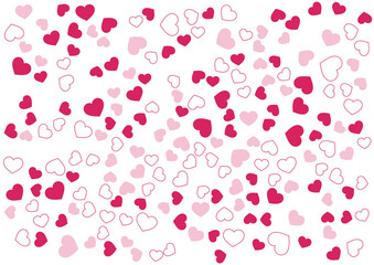 ハート柄の背景 赤系の3色 フチと単色 ハート