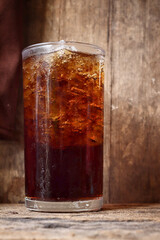 Cola drink with ice cubes