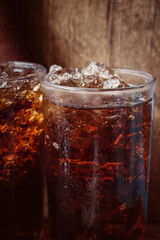 Cola drink with ice cubes