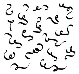 collection of black ribbon tape banner for decoration vector