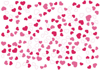 ハート柄の背景 赤系の3色 フチと単色 ハート