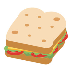 Illustration of a Sandwich with Vegetables and Cheese