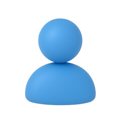 3D Render of a Simple Blue User Icon