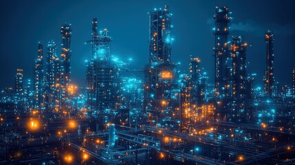 Obraz premium Industrial Cityscape at Night