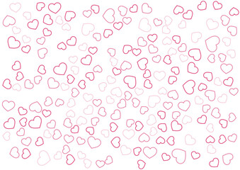 ハート柄の背景 赤系の3色 フチハート