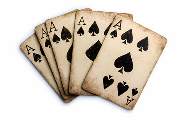 Ace of Spades hand: A captivating hand of four Aces of Spades, elegantly arranged. This image captures the essence of luck, strategy, and the thrill of card games.