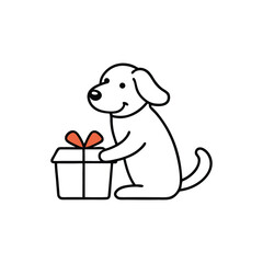 puppy with gift