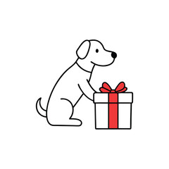 dog with gift box