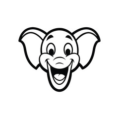 a black outline cartoon styleelephant head.eps