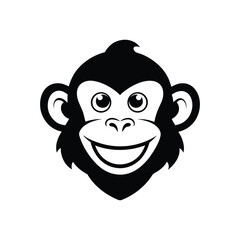 a black outline cartoonish chimpanzee head.eps