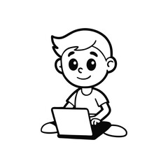 little boy with laptop