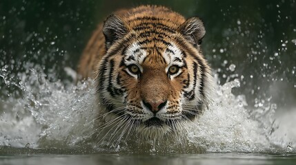 Tiger leaping through water (1)