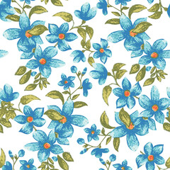 vintage seamless blue floral pattern