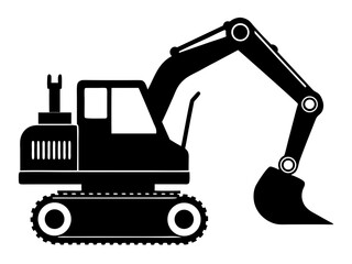 Excavator Silhouette Vector Design, Excavator SVG File, Construction Vehicle Icon