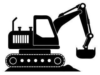 Excavator Silhouette Vector Design, Excavator SVG File, Construction Vehicle Icon