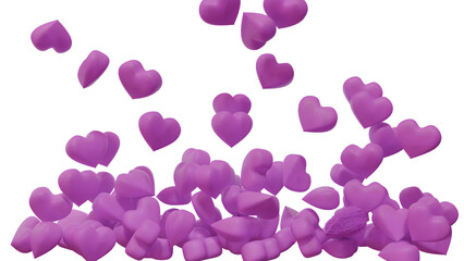 3D pink hearts fly, a transparent background, St Valentine's decoration