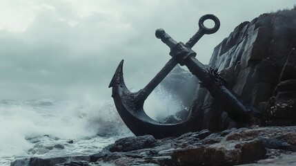 Stormy Seas, Anchor on Rocks