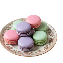 Obraz premium Colorful Macarons on a Plate with Transparent Background