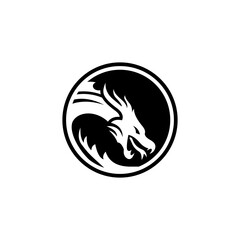 simple black dragon head logo