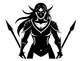 Female Warrior Silhouette Vector Design, Warrior Woman SVG, Strong Heroine SVG