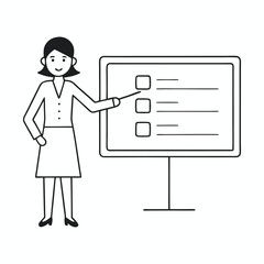 business woman holding a blank board