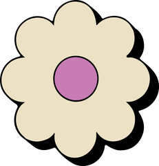 Vibrant and retro-inspired graphic elements with bold outlines. Simple Flower Illustration