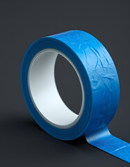 Dark Blue Extra-Long Crinkled Masking Tape 3 hyper-realistic Unreal Engine, 8k. with white shades