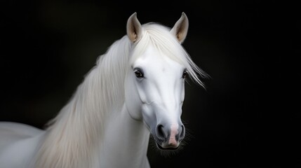 Naklejka premium Elegant white horse portrait