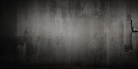 Elegant black background vector illustration with vintage distressed grunge texture and dark gray charcoal color paint, black stone or concrete wall, black banner.Dark Beauty of a Black Wall