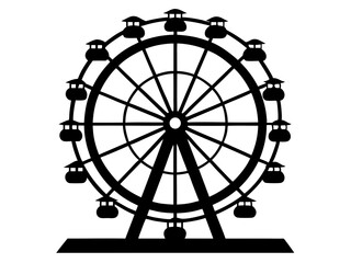 Ferris Wheel Silhouette Vector Design, Amusement Park SVG, Carnival Ride