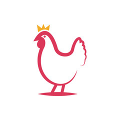Simple and modern chicken and crown logo vector. Perfect for food and beverage business, restaurant, chicken farm and so on.