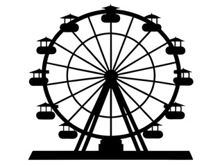 Ferris Wheel Silhouette Vector Design, Amusement Park SVG, Carnival Ride