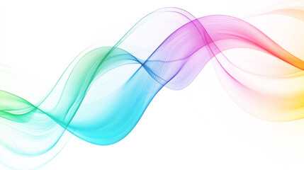 虹色の曲線が流れる抽象的な波状背景
