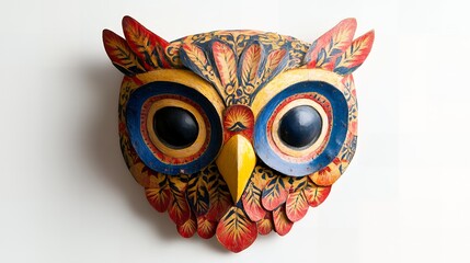 Colorful Hand Painted Wooden Owl Mask Wall Decor Home Art