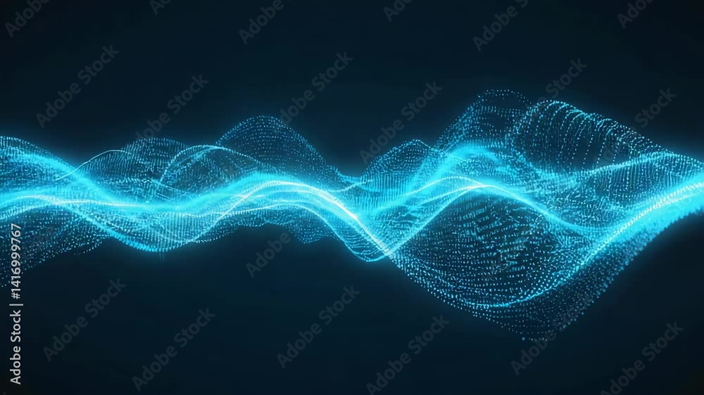 Wall mural abstract glowing waveform pattern - technology background
