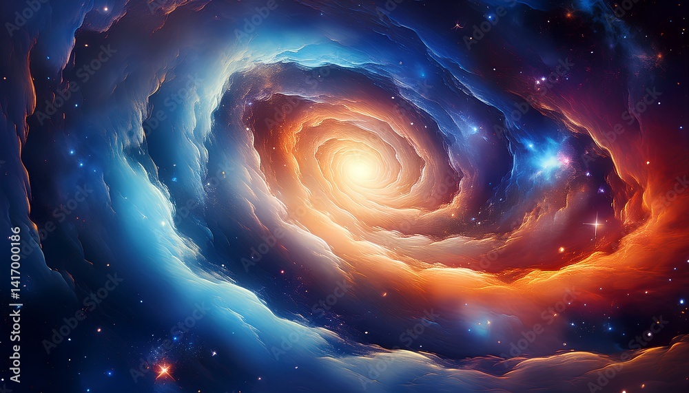 Poster abstract space background illustration. Cosmic nebula in space with a background of stars.