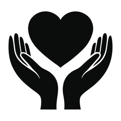 Hands Holding Heart Icon  Care and Love Vector Illustration