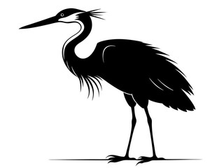 Heron Silhouette Vector Design, Heron SVG Clipart, Elegant Bird Icon