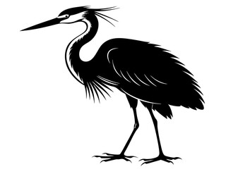 Heron Silhouette Vector Design, Heron SVG Clipart, Elegant Bird Icon