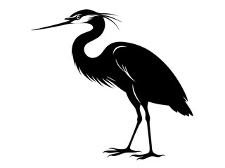 Heron Silhouette Vector Design, Heron SVG Clipart, Elegant Bird Icon