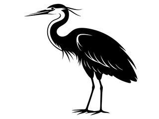 Heron Silhouette Vector Design, Heron SVG Clipart, Elegant Bird Icon