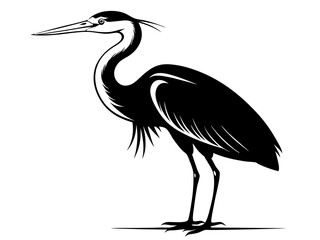 Heron Silhouette Vector Design, Heron SVG Clipart, Elegant Bird Icon