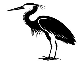 Heron Silhouette Vector Design, Heron SVG Clipart, Elegant Bird Icon