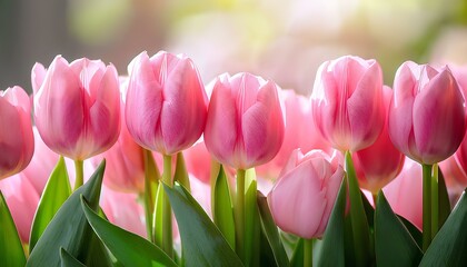 Fototapeta premium pink tulips in the garden