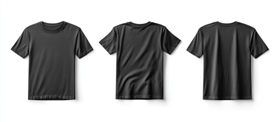 Black T-shirt mockup, front, back, studio